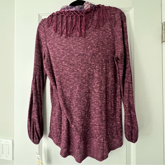 NWT Style & Co Bishop Sleeve Top with Detachable Scarf in Raspberry, Size M - Picture 3 of 9